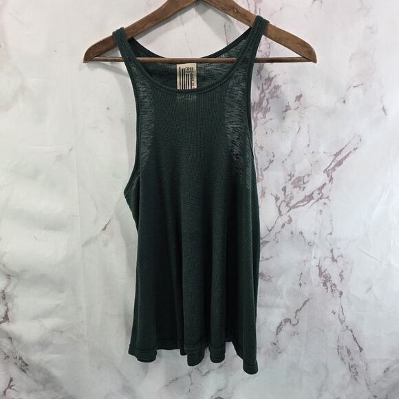 Free People Tank Top Womens Medium Forest Dark Green Racerback Ribbed - Picture 1 of 9